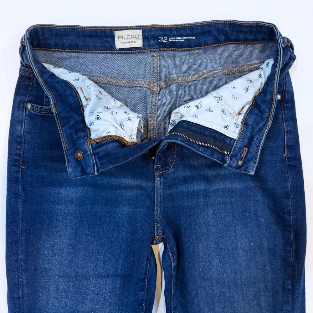 Pilcro and the Letterpress The Icon Flare Jeans Medium Blue 32 70s Boho Chic - Picture 8 of 10
